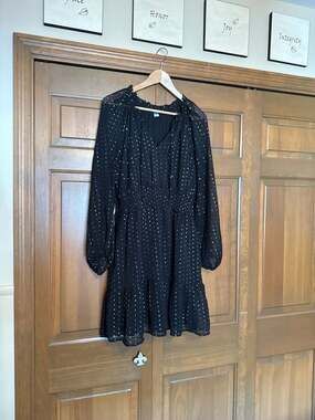 Old Navy Waist-Defined Metallic Clip-Dot Smocked Mini Dress